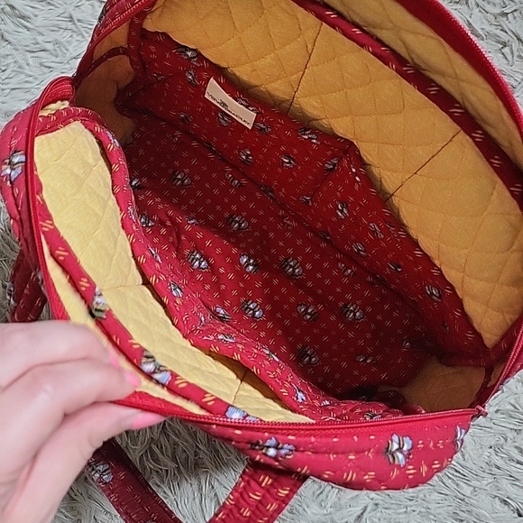 Vintage Retired Pattern Vera Bradley Provincial Red Small Bowling Bag Purse Y2K - Picture 7 of 13